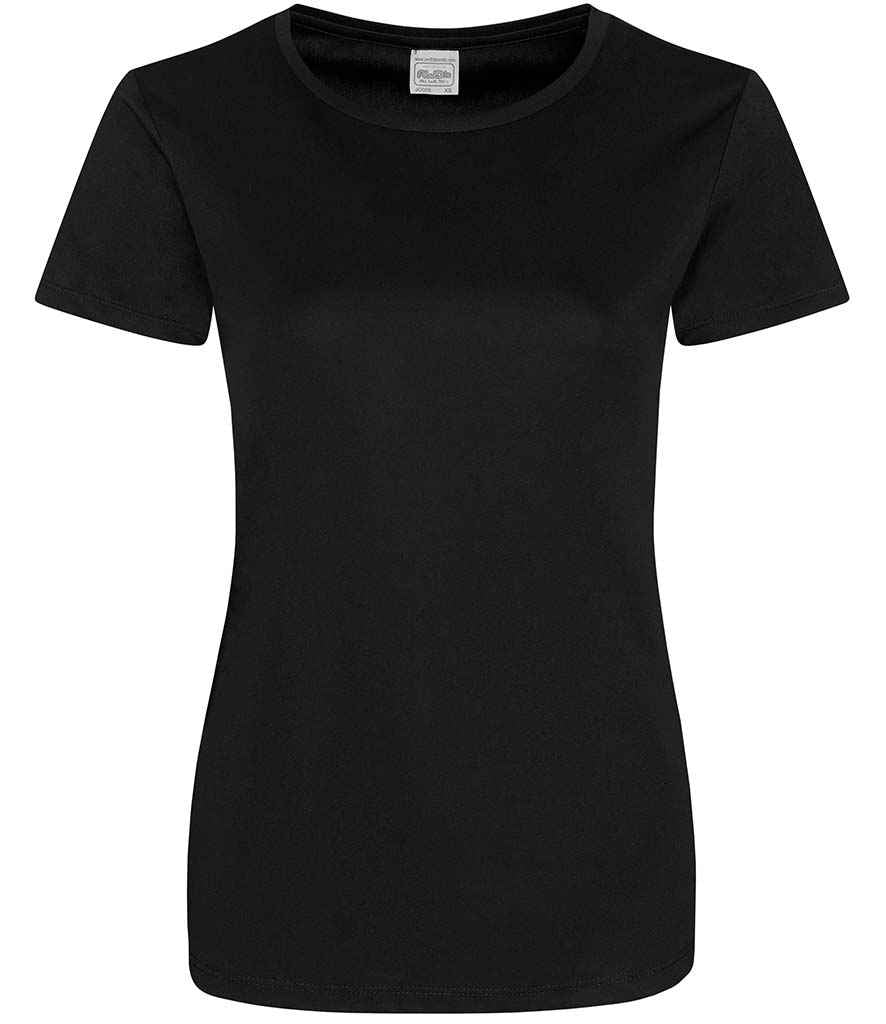 AWDis Ladies Cool Smooth T-Shirt in Jet Black by Just Cool — Custom branded clothing by Print Press, featuring premium embroidery produced in our specialist print lab in the UK.