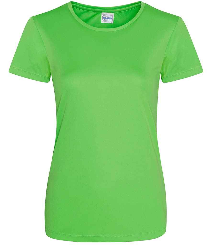 AWDis Ladies Cool Smooth T-Shirt in Lime Green by Just Cool — Custom branded clothing by Print Press, featuring premium embroidery produced in our specialist print lab in the UK.