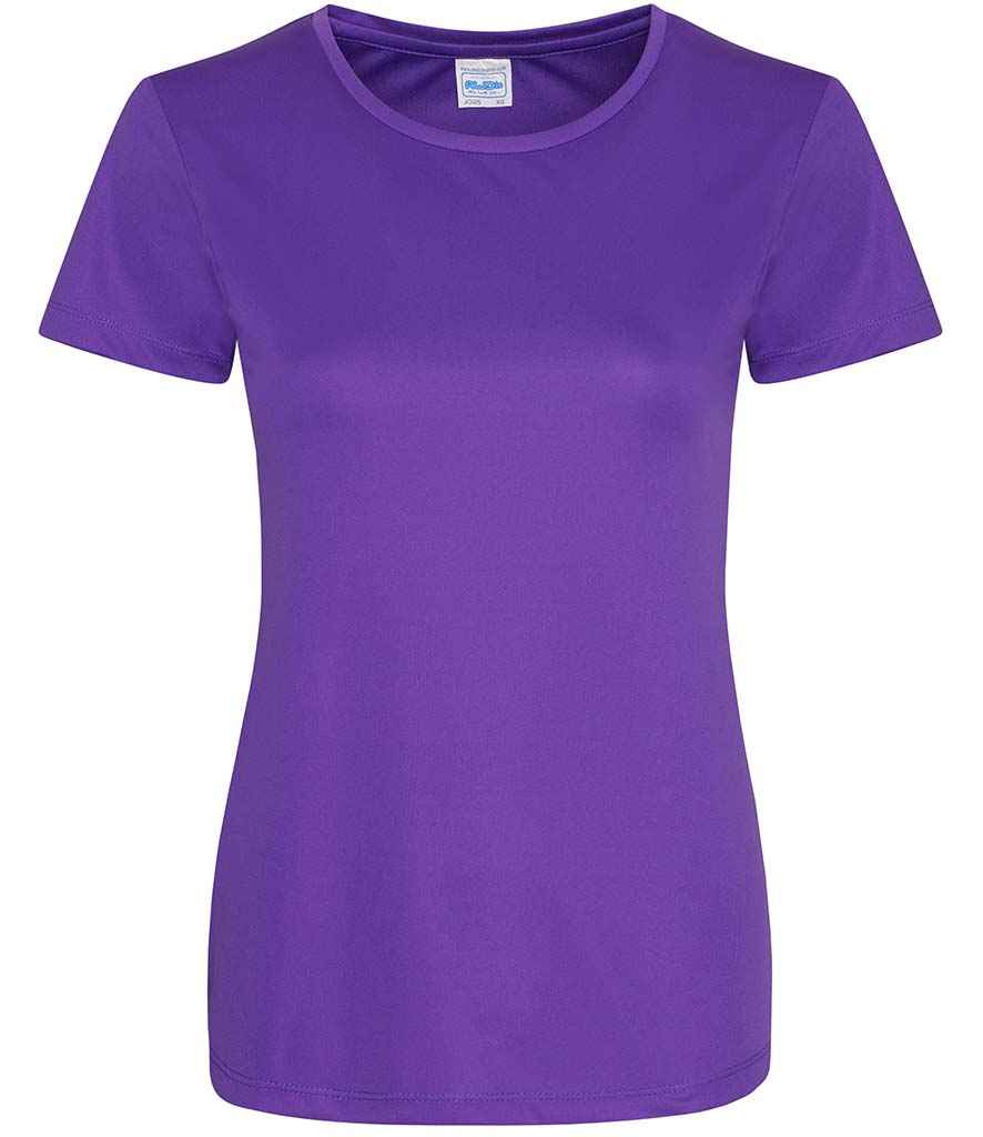 AWDis Ladies Cool Smooth T-Shirt in Purple by Just Cool — Custom branded clothing by Print Press, featuring premium embroidery produced in our specialist print lab in the UK.