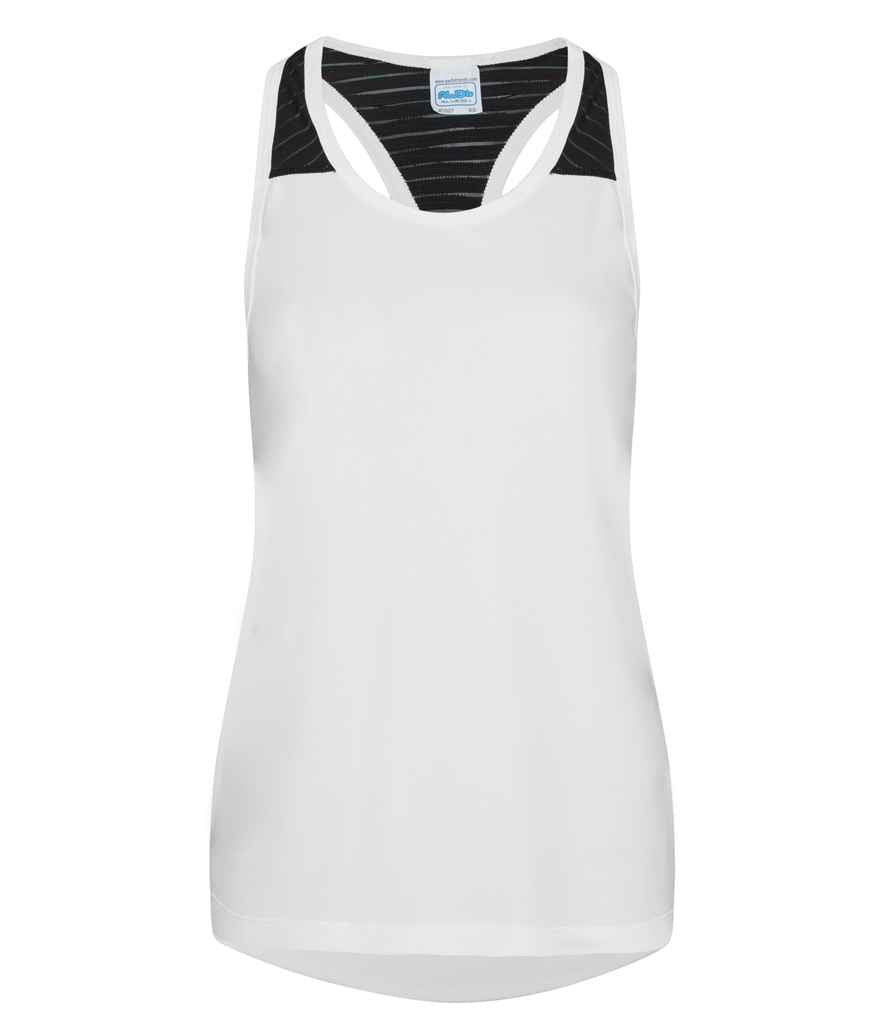 AWDis Ladies Cool Smooth Workout Vest in Arctic White by Just Cool — Custom branded clothing by Print Press, featuring premium embroidery produced in our specialist print lab in the UK.