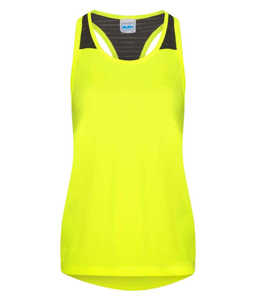 AWDis Ladies Cool Smooth Workout Vest in Electric Yellow by Just Cool — Custom branded clothing by Print Press, featuring premium embroidery produced in our specialist print lab in the UK.