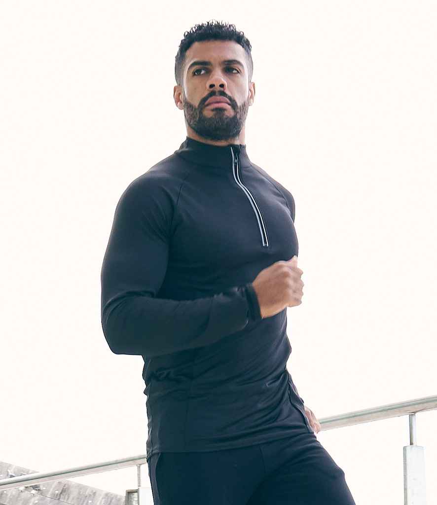 AWDis Cool-Flex Half Zip Top in Jet Black by Just Cool — Custom branded clothing by Print Press, featuring premium embroidery produced in our specialist print lab in the UK.