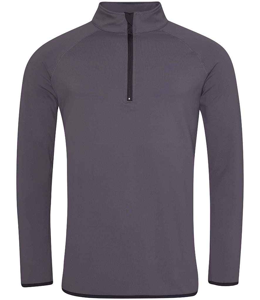 AWDis Cool Half Zip Sweat Top in Charcoal Jet Black by Just Cool — Custom branded clothing by Print Press, featuring premium embroidery produced in our specialist print lab in the UK.