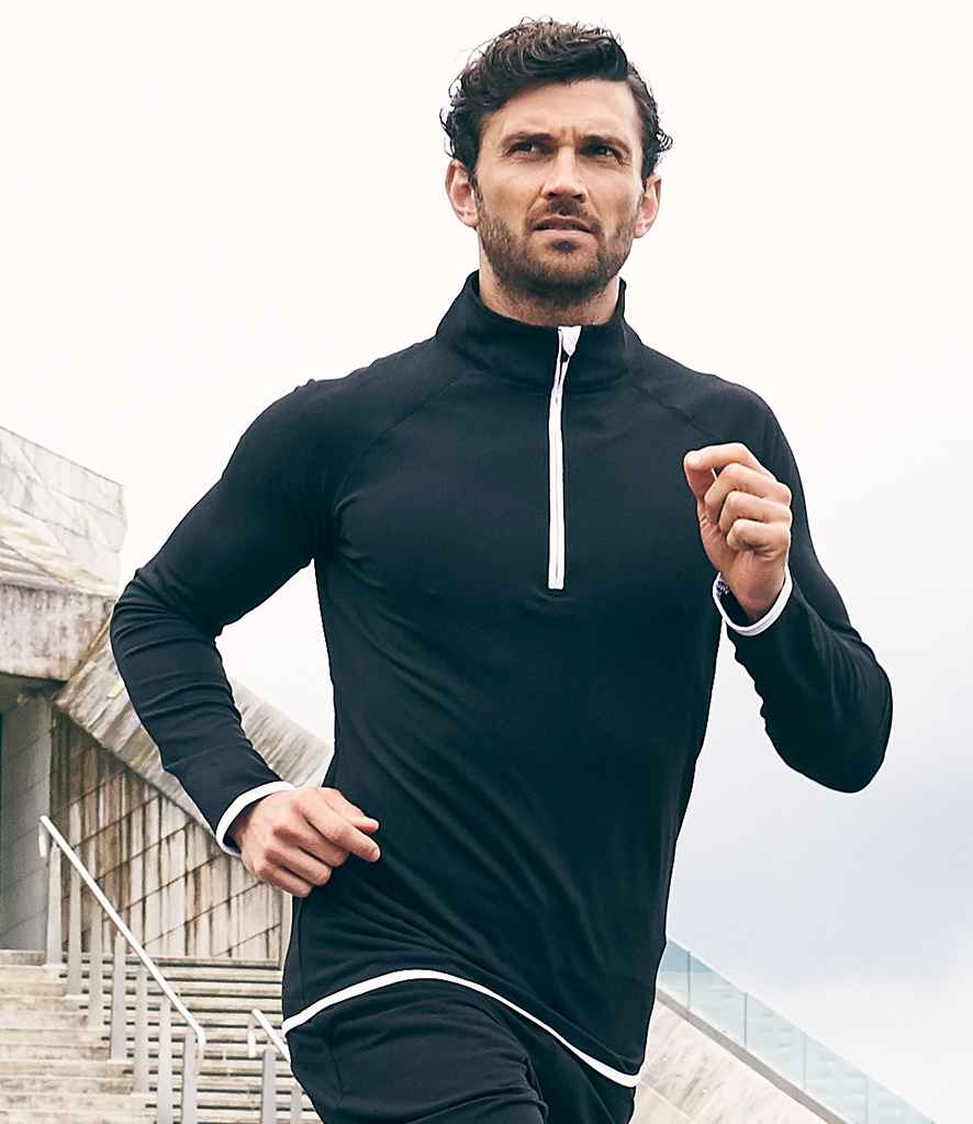 AWDis Cool Half Zip Sweat Top in Jet Black Arctic White by Just Cool — Custom branded clothing by Print Press, featuring premium embroidery produced in our specialist print lab in the UK.