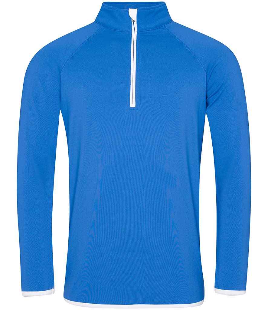 AWDis Cool Half Zip Sweat Top in Royal Blue Arctic White by Just Cool — Custom branded clothing by Print Press, featuring premium embroidery produced in our specialist print lab in the UK.