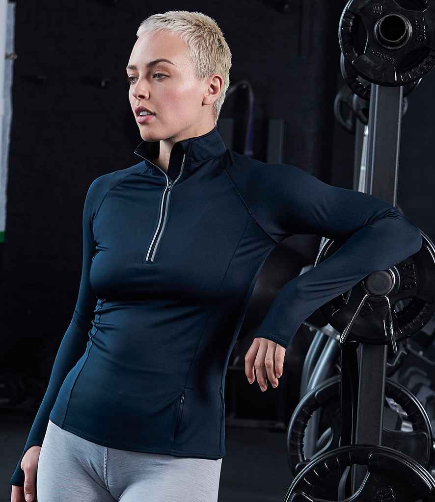 AWDis Ladies Cool-Flex Half Zip Top in French Navy by Just Cool — Custom branded clothing by Print Press, featuring premium embroidery produced in our specialist print lab in the UK.