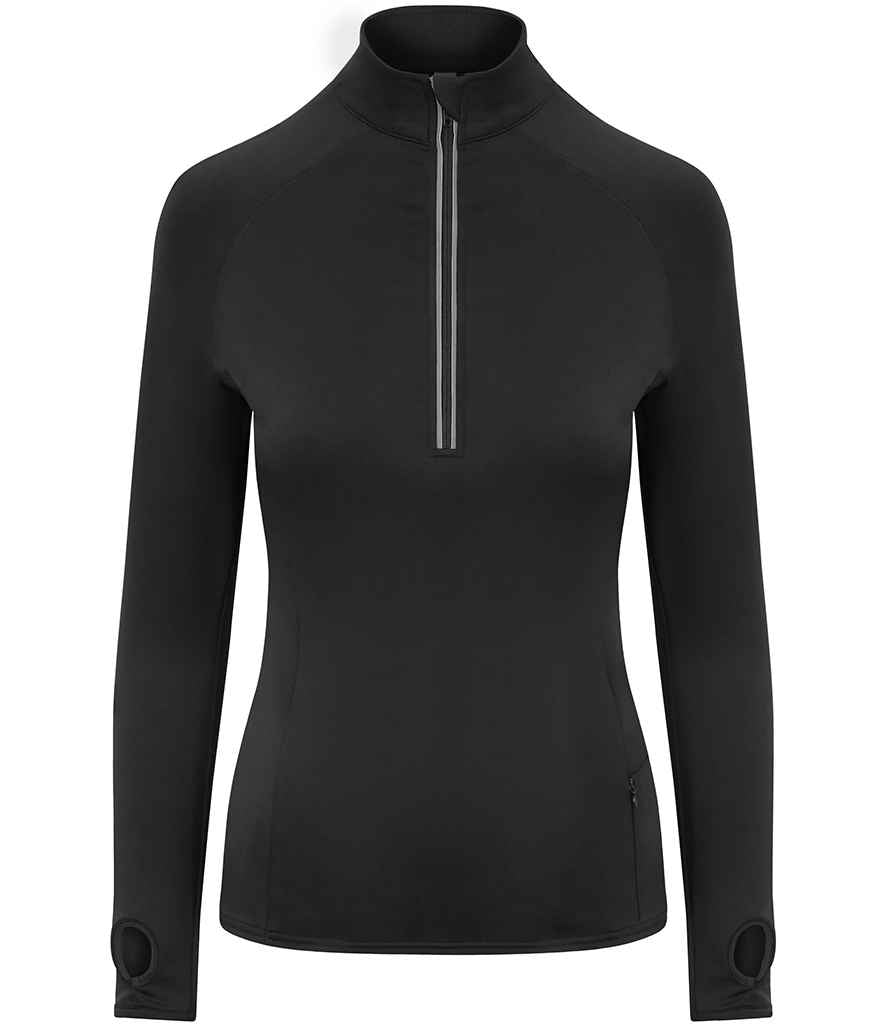 AWDis Ladies Cool-Flex Half Zip Top in Jet Black by Just Cool — Custom branded clothing by Print Press, featuring premium embroidery produced in our specialist print lab in the UK.