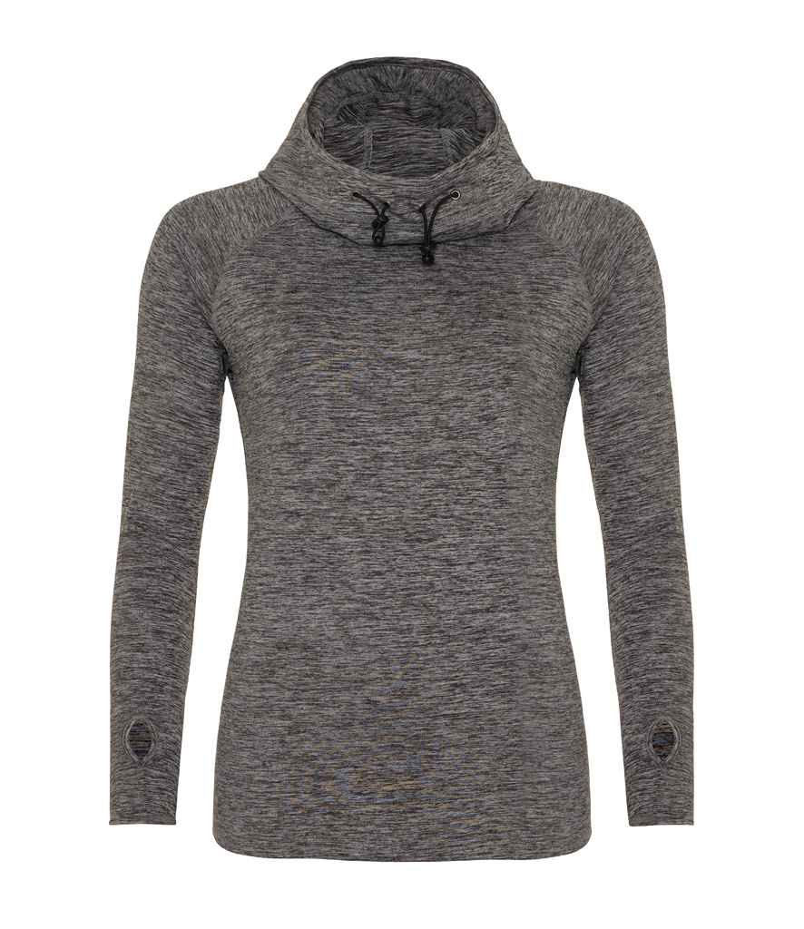 AWDis Ladies Cool Cowl Neck Top in Grey Melange by Just Cool — Custom branded clothing by Print Press, featuring premium embroidery produced in our specialist print lab in the UK.