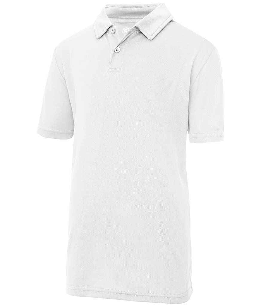 AWDis Kids Cool Polo Shirt in Arctic White by Just Cool — Custom branded clothing by Print Press, featuring premium embroidery produced in our specialist print lab in the UK.