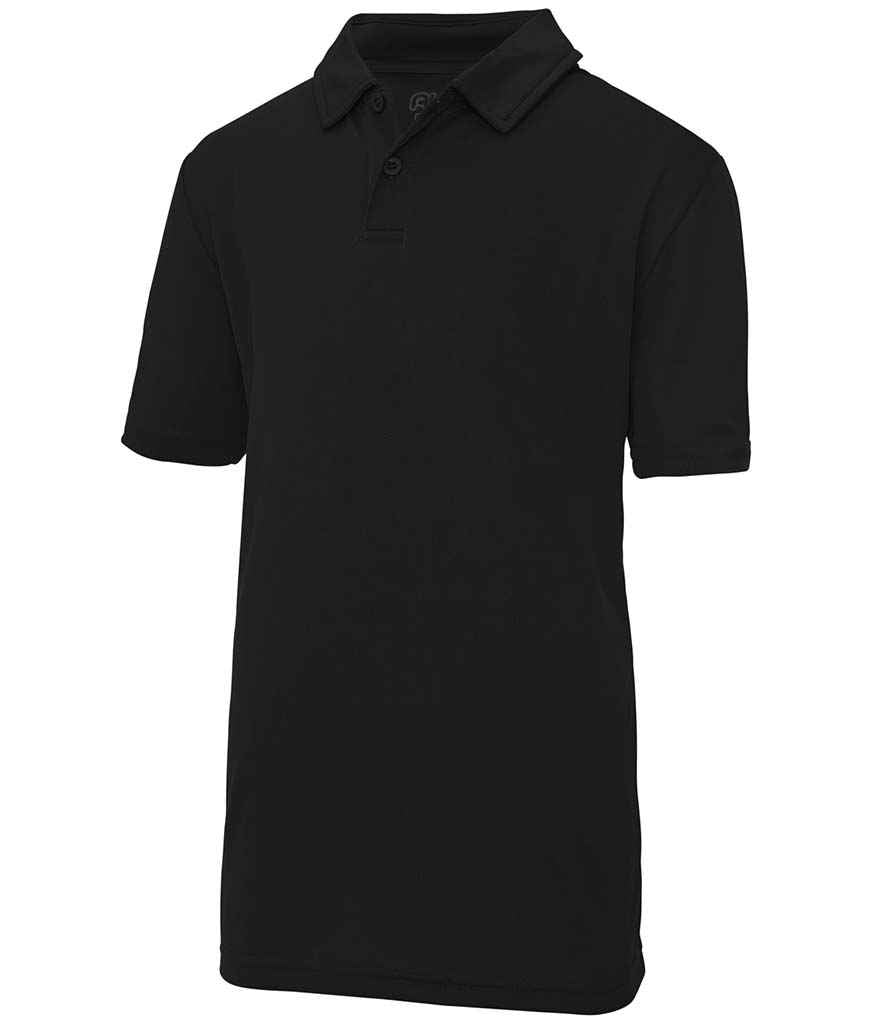 AWDis Kids Cool Polo Shirt in Jet Black by Just Cool — Custom branded clothing by Print Press, featuring premium embroidery produced in our specialist print lab in the UK.