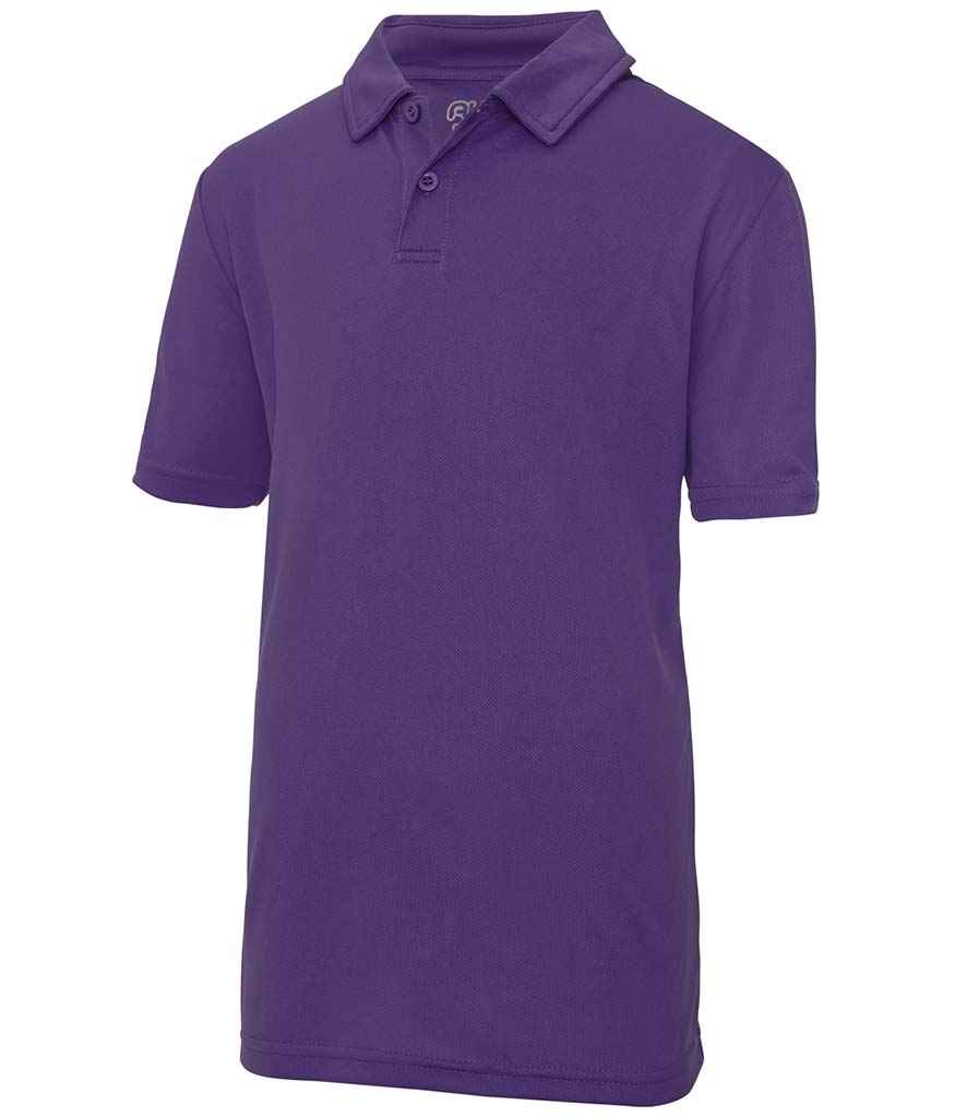 AWDis Kids Cool Polo Shirt in Purple by Just Cool — Custom branded clothing by Print Press, featuring premium embroidery produced in our specialist print lab in the UK.