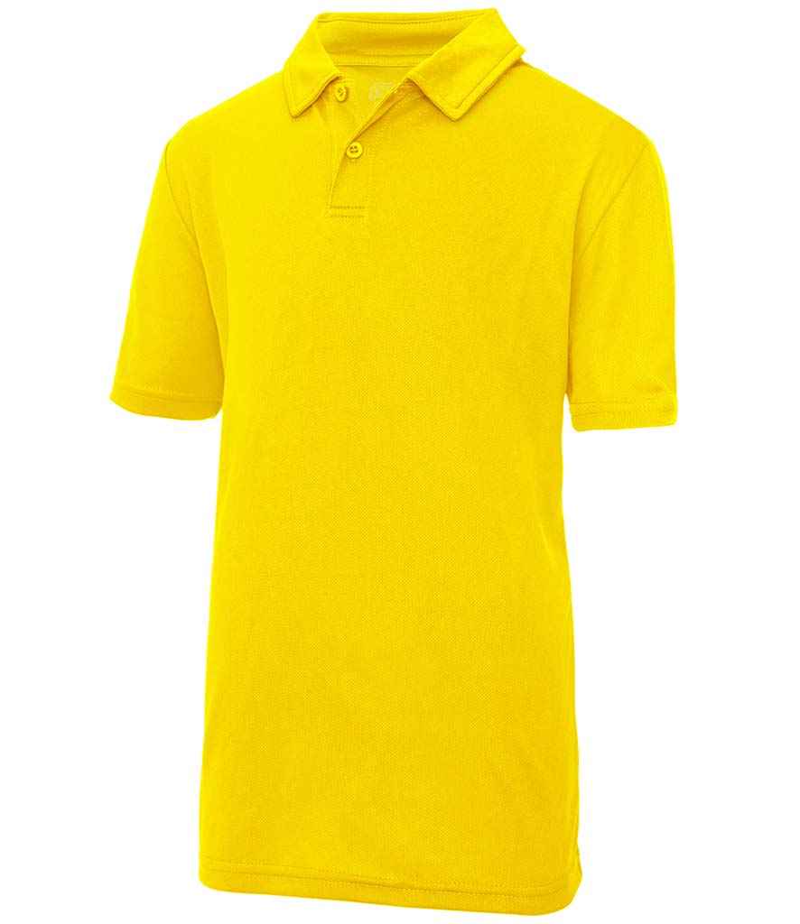 AWDis Kids Cool Polo Shirt in Sun Yellow by Just Cool — Custom branded clothing by Print Press, featuring premium embroidery produced in our specialist print lab in the UK.