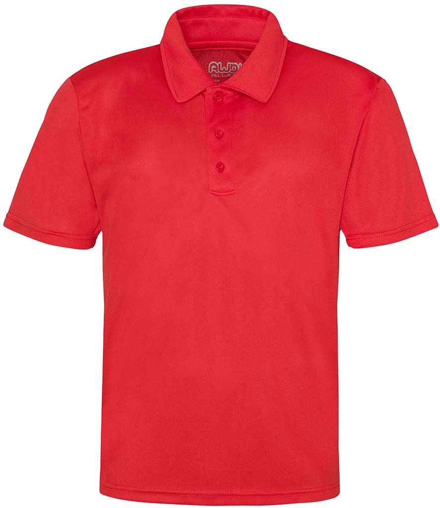 AWDis Cool Polo Shirt in Fire Red by Just Cool — Custom branded clothing by Print Press, featuring premium embroidery produced in our specialist print lab in the UK.