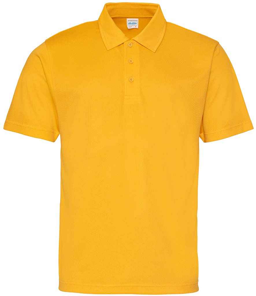AWDis Cool Polo Shirt in Gold by Just Cool — Custom branded clothing by Print Press, featuring premium embroidery produced in our specialist print lab in the UK.