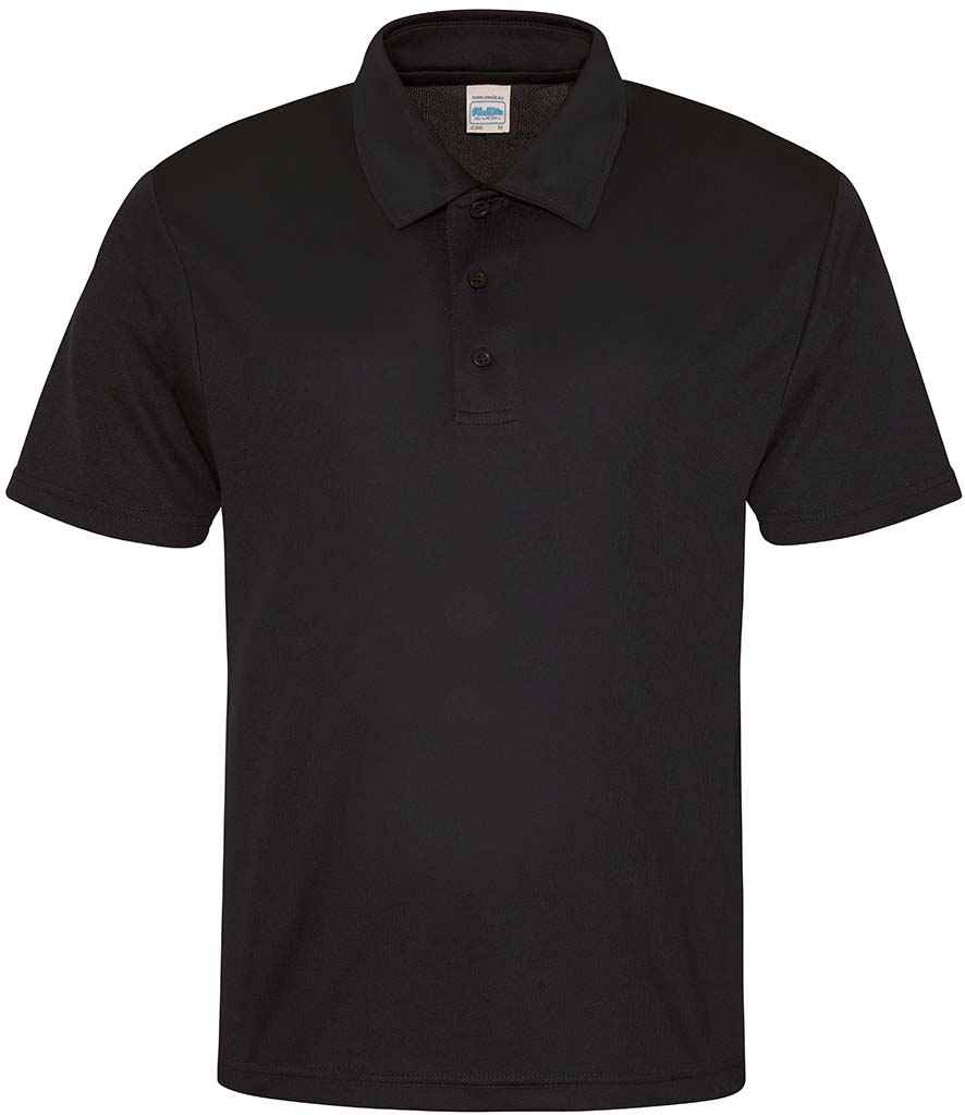 AWDis Cool Polo Shirt in Jet Black by Just Cool — Custom branded clothing by Print Press, featuring premium embroidery produced in our specialist print lab in the UK.