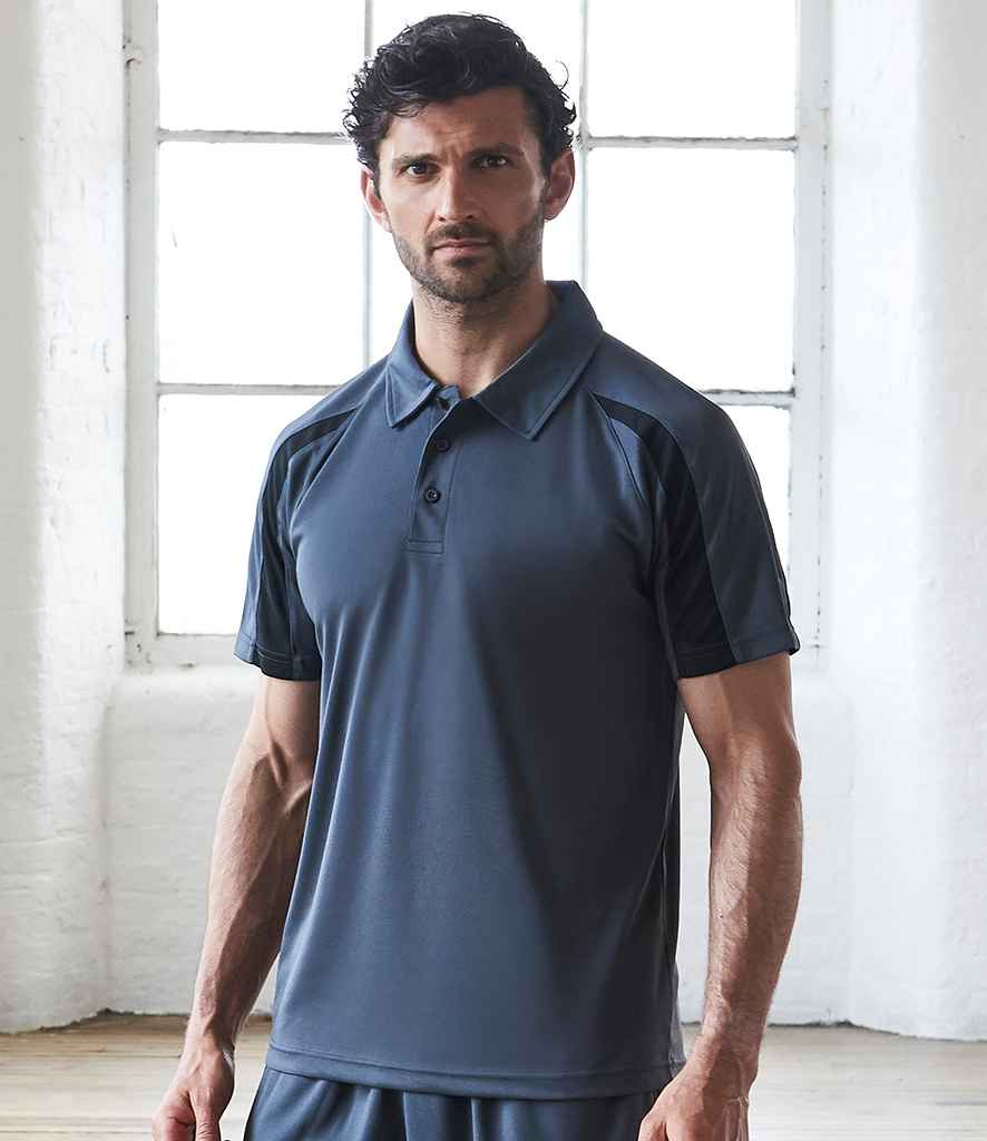 AWDis Cool Contrast Polo Shirt - (2nd Colours) in Charcoal Jet Black by Just Cool — Custom branded clothing by Print Press, featuring premium embroidery produced in our specialist print lab in the UK.