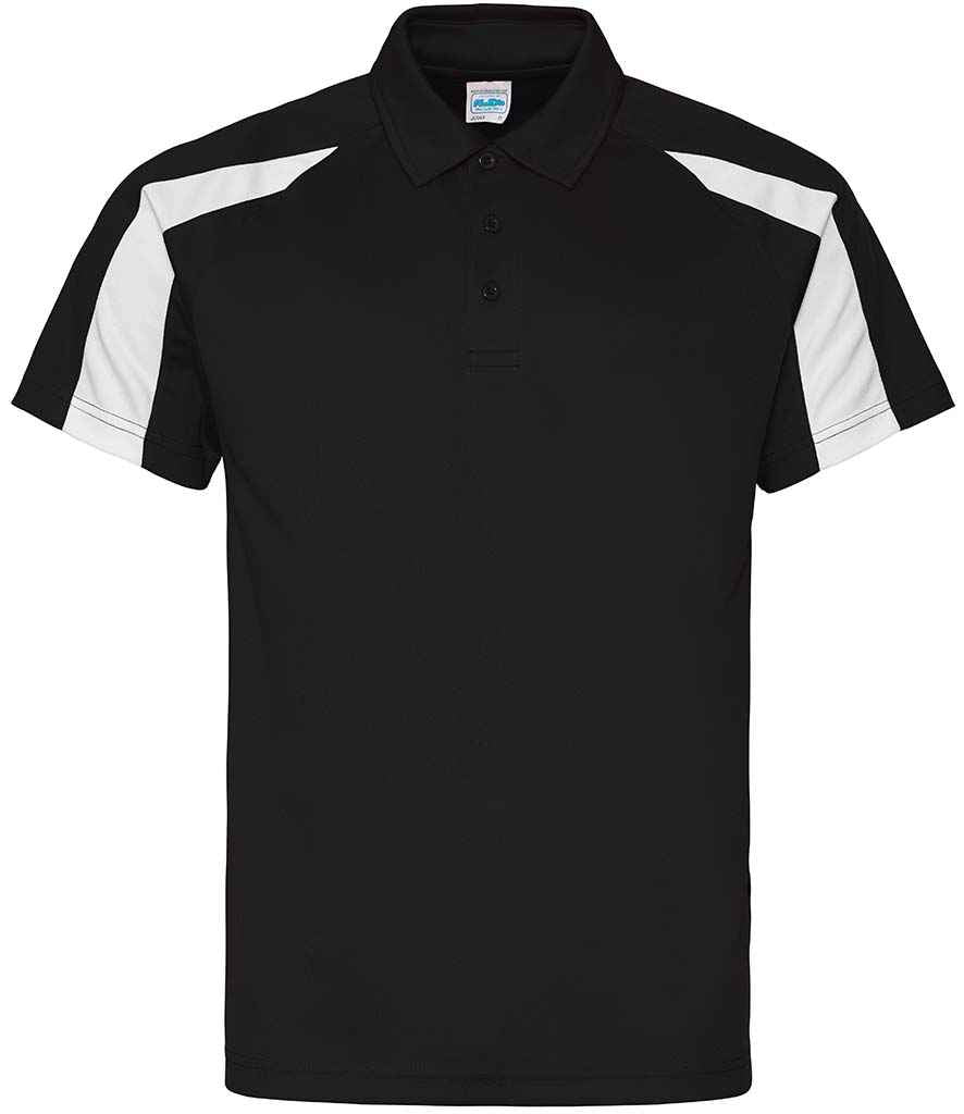 AWDis Cool Contrast Polo Shirt in Jet Black Arctic White by Just Cool — Custom branded clothing by Print Press, featuring premium embroidery produced in our specialist print lab in the UK.