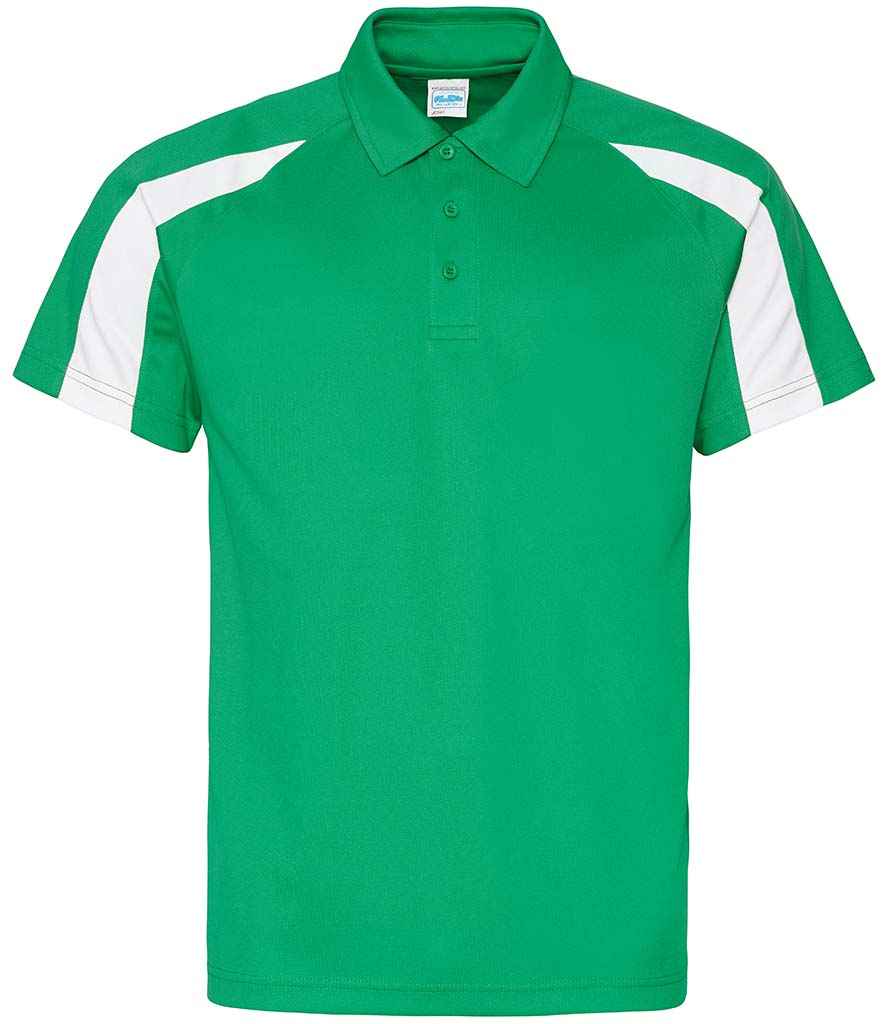 AWDis Cool Contrast Polo Shirt in Kelly Green Arctic White by Just Cool — Custom branded clothing by Print Press, featuring premium embroidery produced in our specialist print lab in the UK.