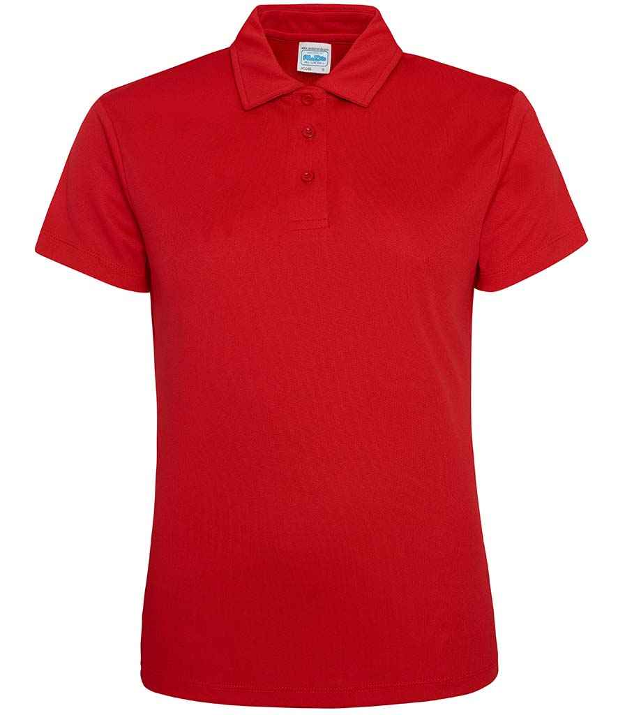 AWDis Ladies Cool Polo Shirt in Fire Red by Just Cool — Custom branded clothing by Print Press, featuring premium embroidery produced in our specialist print lab in the UK.
