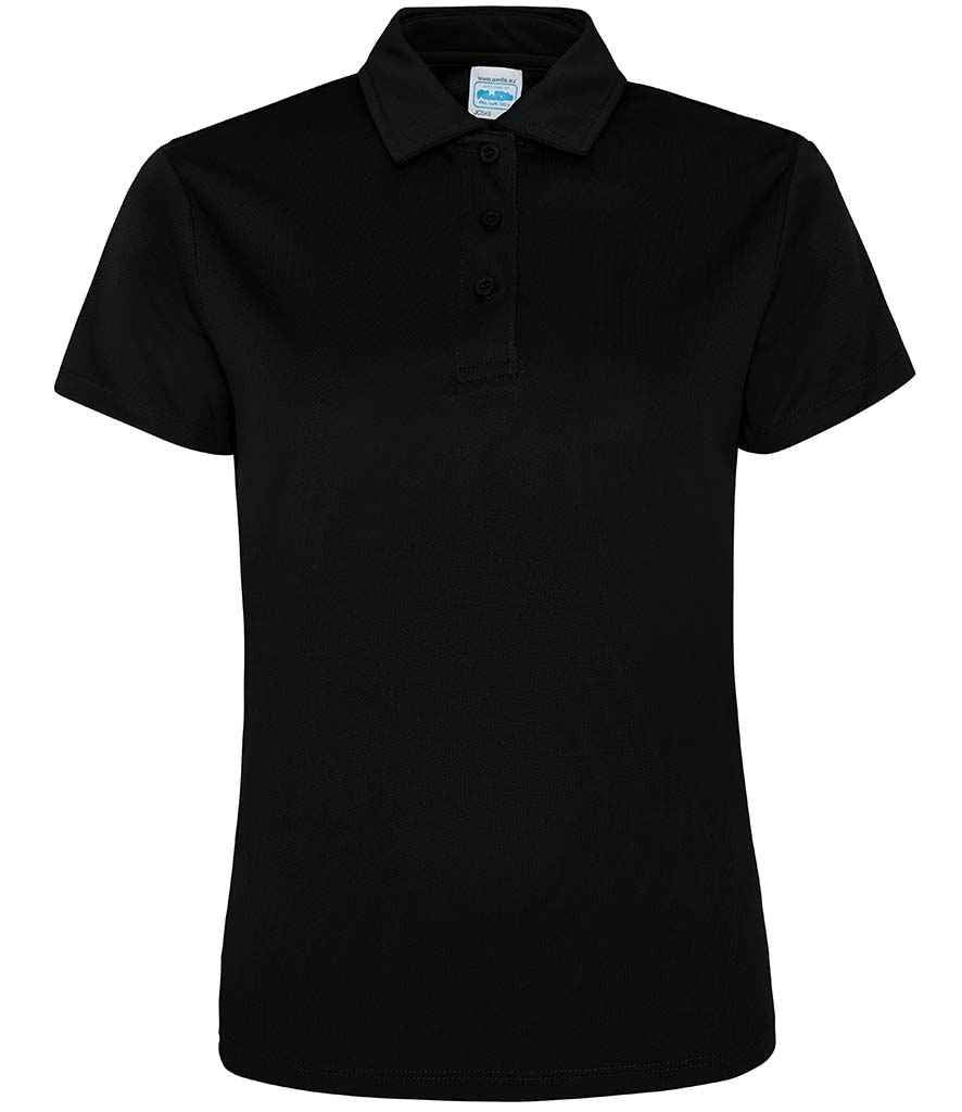 AWDis Ladies Cool Polo Shirt in Jet Black by Just Cool — Custom branded clothing by Print Press, featuring premium embroidery produced in our specialist print lab in the UK.