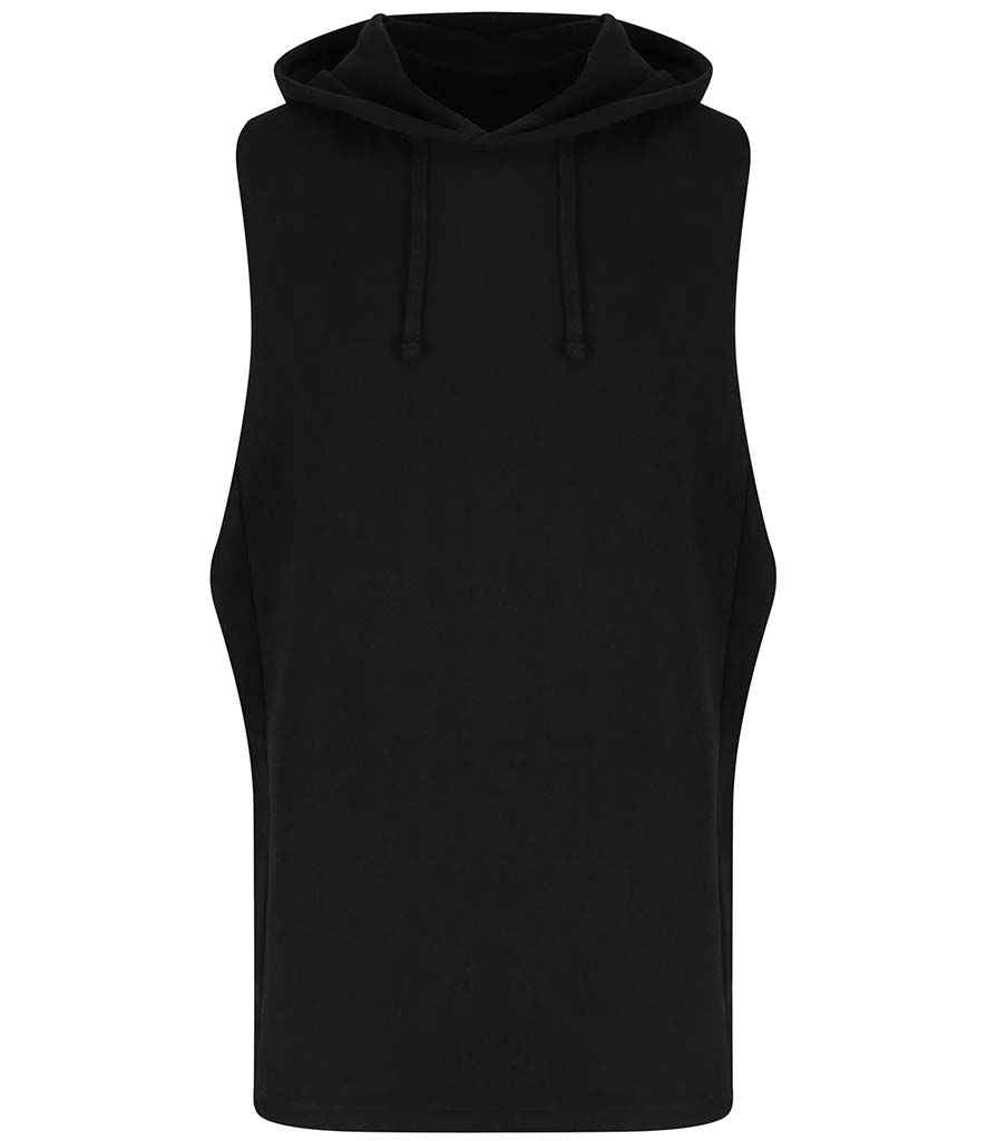 AWDis Cool Urban Sleeveless Muscle Hoodie in Jet Black by Just Cool — Custom branded clothing by Print Press, featuring premium embroidery produced in our specialist print lab in the UK.