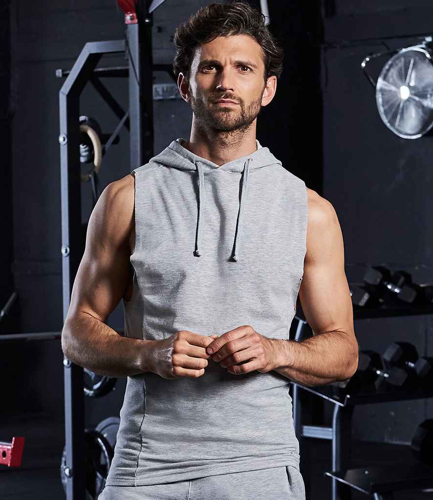 AWDis Cool Urban Sleeveless Muscle Hoodie in Sport Grey by Just Cool — Custom branded clothing by Print Press, featuring premium embroidery produced in our specialist print lab in the UK.