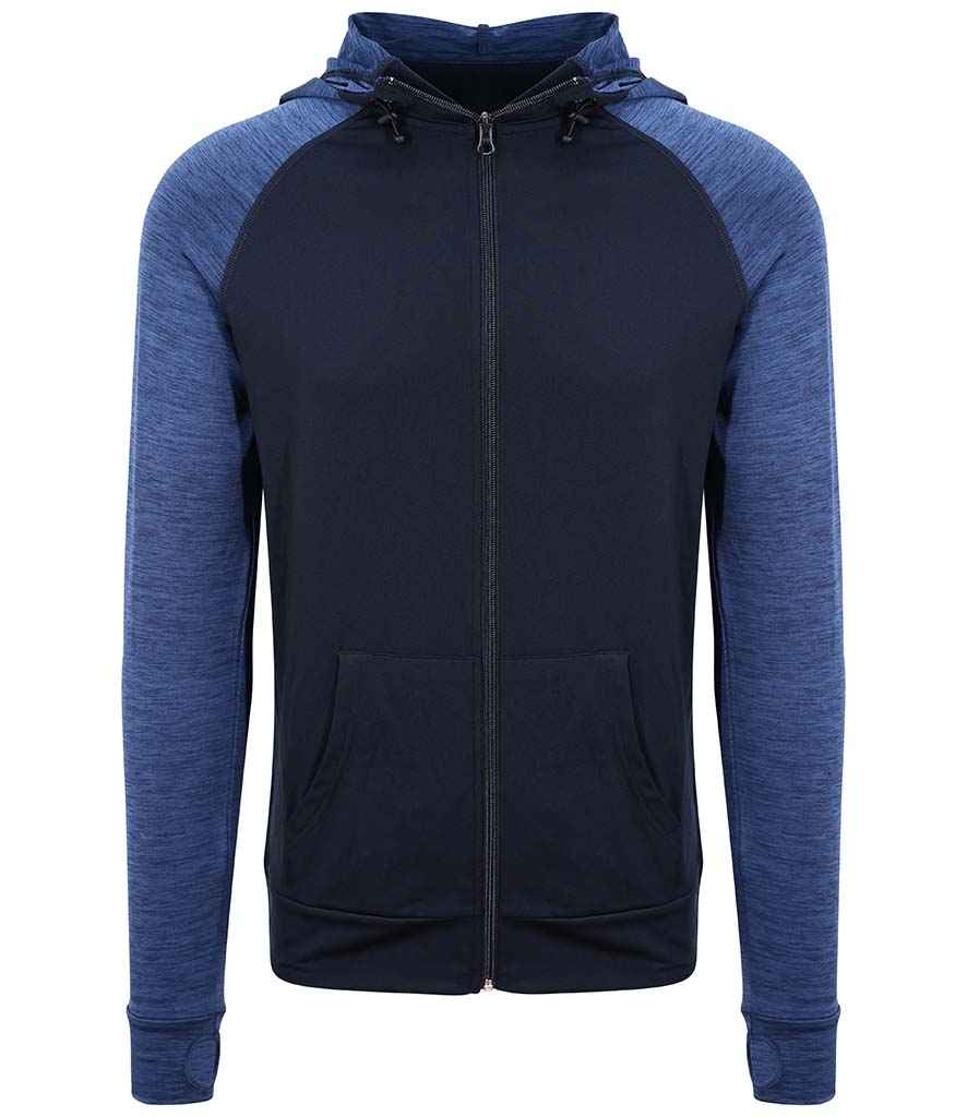 AWDis Cool Contrast Zoodie in Navy Navy Melange by Just Cool — Custom branded clothing by Print Press, featuring premium embroidery produced in our specialist print lab in the UK.