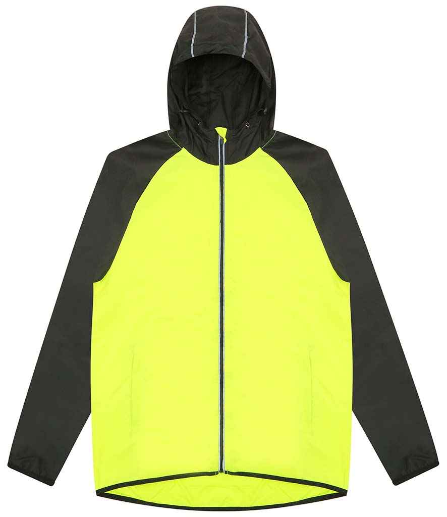 AWDis Cool Contrast Windshield Jacket in Electric Yellow Jet Black by Just Cool — Custom branded clothing by Print Press, featuring premium embroidery produced in our specialist print lab in the UK.