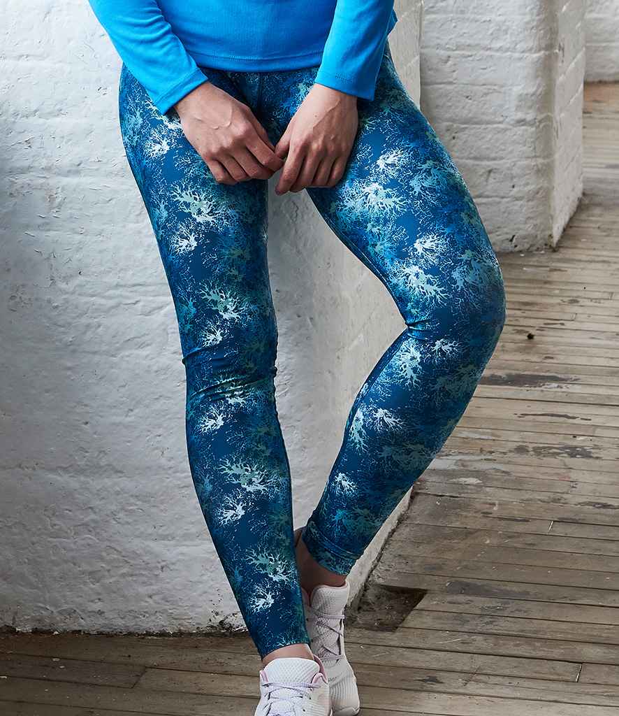 AWDis Ladies Cool Printed Leggings in Tropical Reef by Just Cool — Custom branded clothing by Print Press, featuring premium embroidery produced in our specialist print lab in the UK.