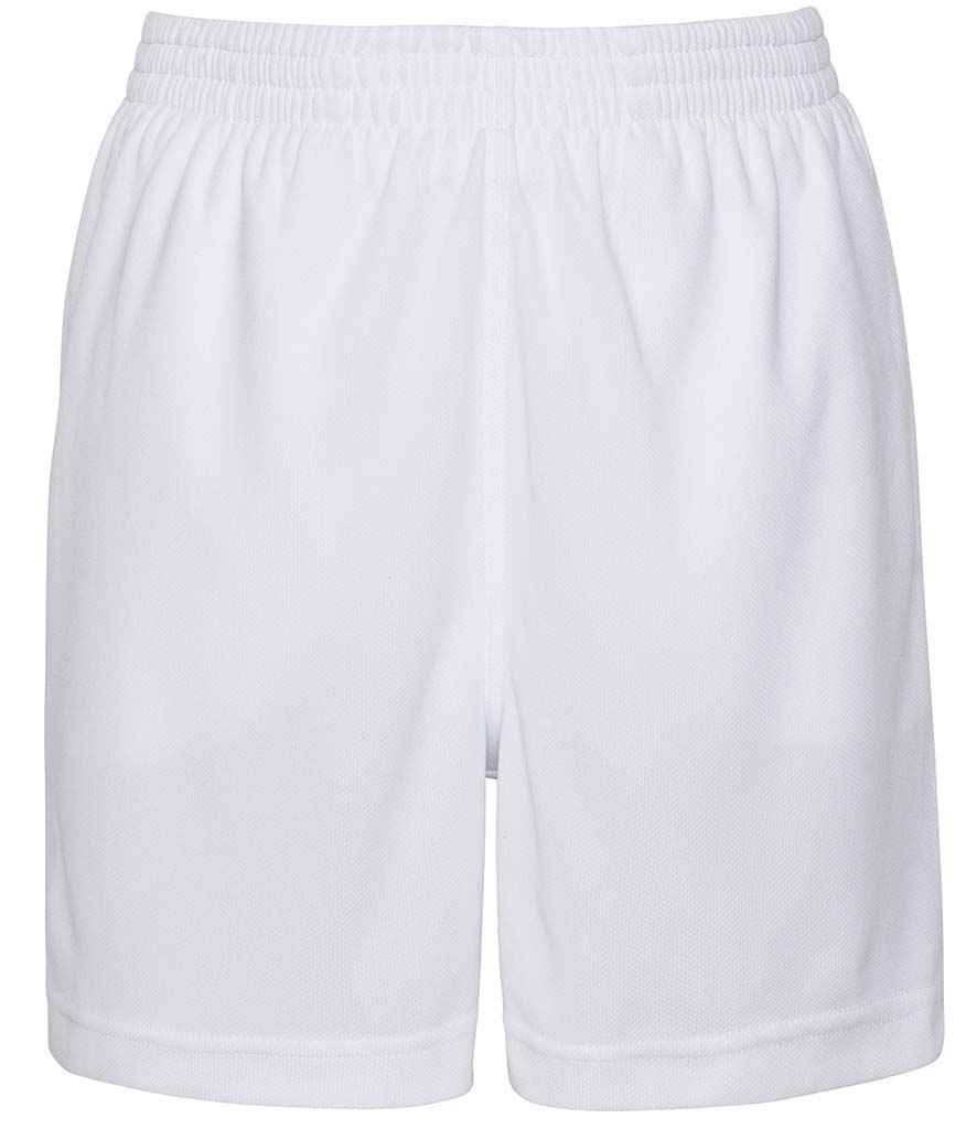 AWDis Kids Cool Shorts in Arctic White by Just Cool — Custom branded clothing by Print Press, featuring premium embroidery produced in our specialist print lab in the UK.