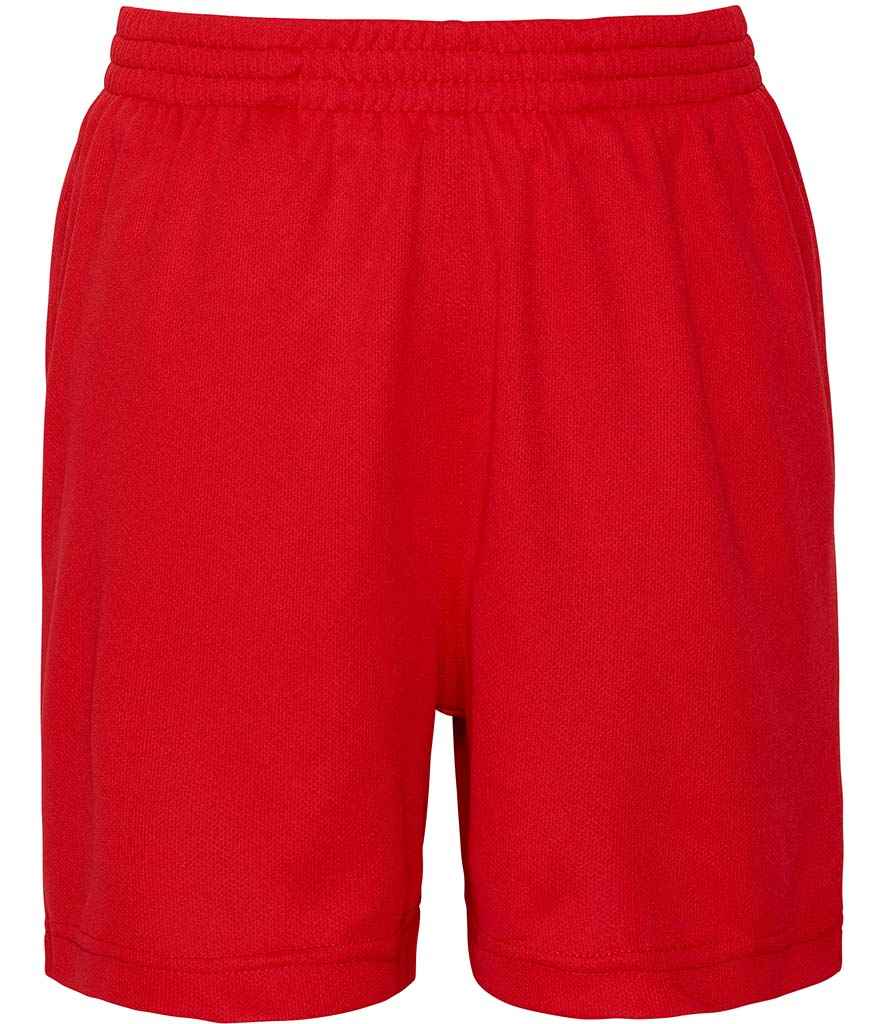 AWDis Kids Cool Shorts in Fire Red by Just Cool — Custom branded clothing by Print Press, featuring premium embroidery produced in our specialist print lab in the UK.
