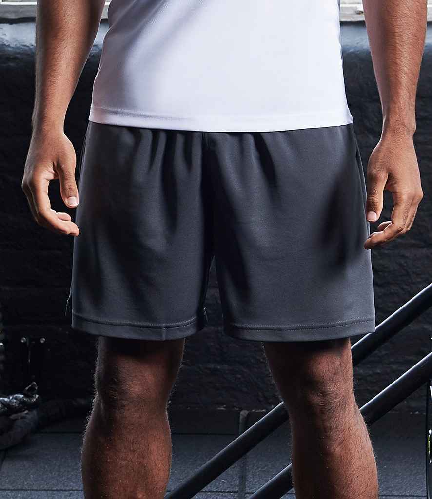 AWDis Cool Mesh Lined Shorts in Charcoal by Just Cool — Custom branded clothing by Print Press, featuring premium embroidery produced in our specialist print lab in the UK.