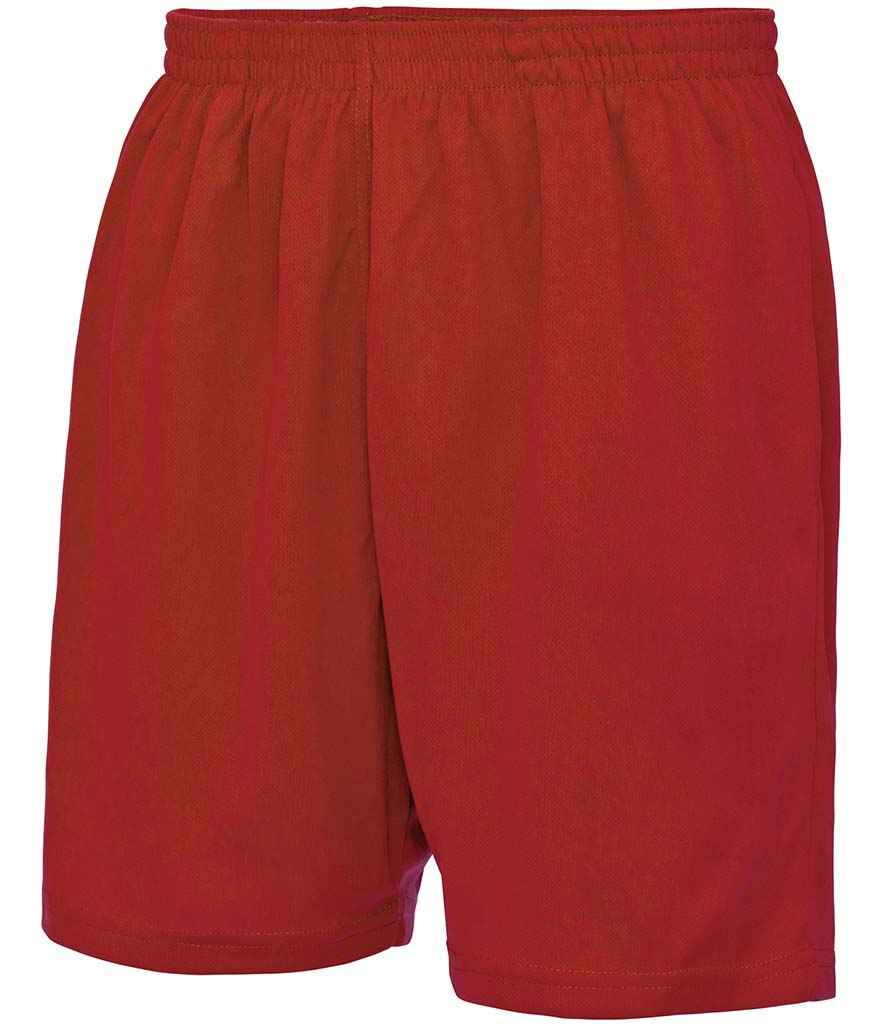 AWDis Cool Mesh Lined Shorts in Fire Red by Just Cool — Custom branded clothing by Print Press, featuring premium embroidery produced in our specialist print lab in the UK.