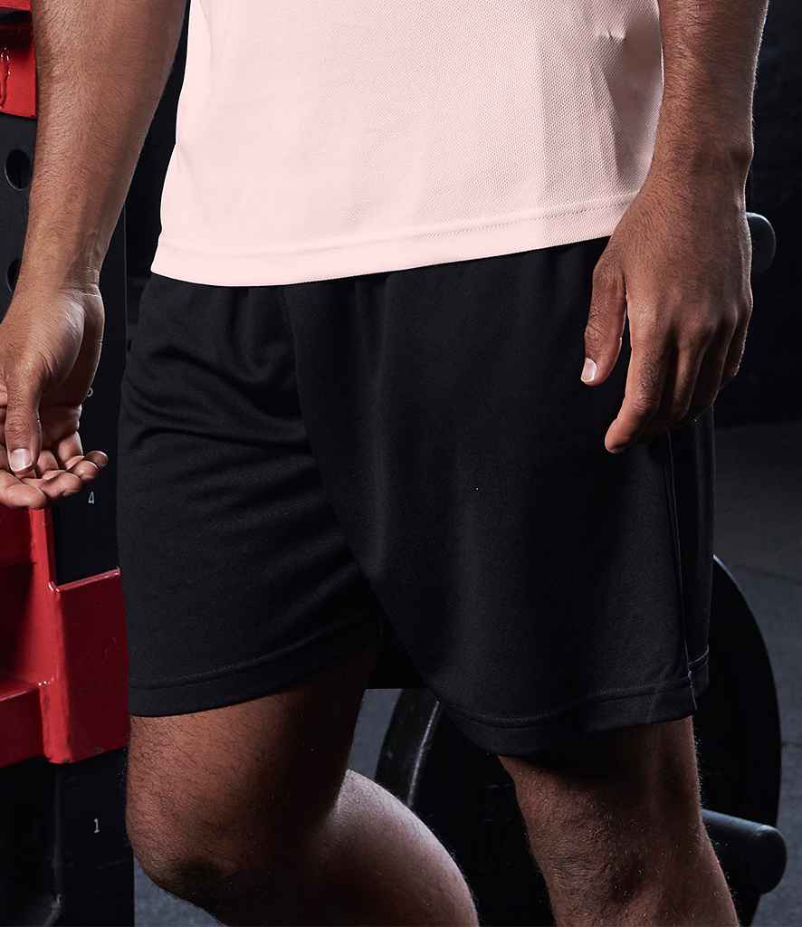 AWDis Cool Mesh Lined Shorts in Jet Black by Just Cool — Custom branded clothing by Print Press, featuring premium embroidery produced in our specialist print lab in the UK.