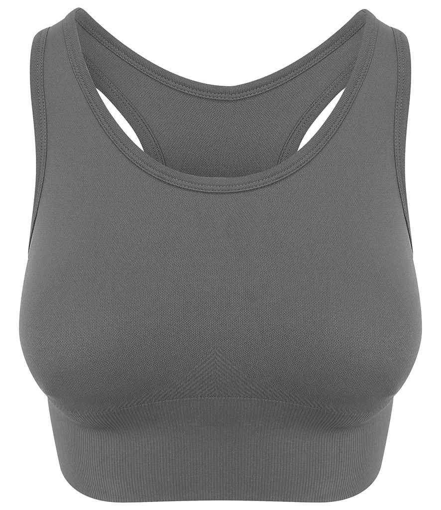 AWDis Ladies Cool Seamless Crop Top in Iron Grey by Just Cool — Custom branded clothing by Print Press, featuring premium embroidery produced in our specialist print lab in the UK.
