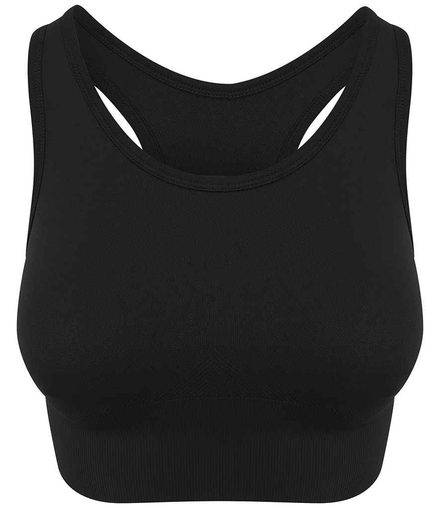 AWDis Ladies Cool Seamless Crop Top in Jet Black by Just Cool — Custom branded clothing by Print Press, featuring premium embroidery produced in our specialist print lab in the UK.