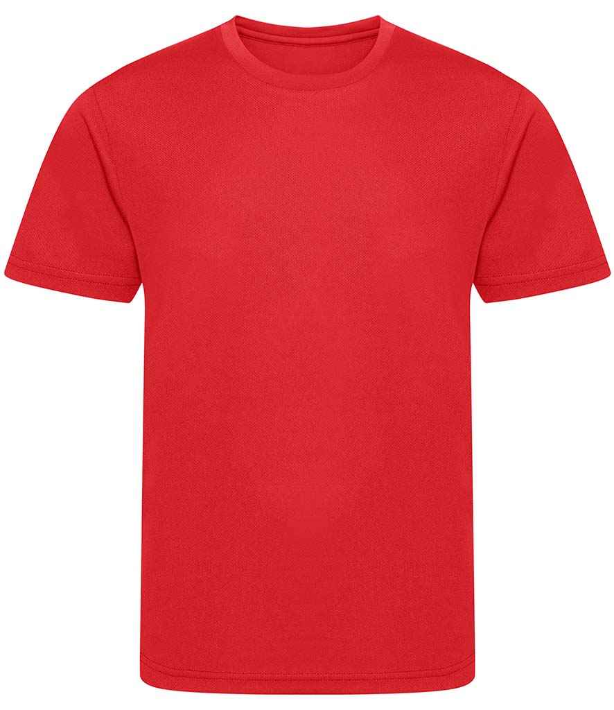AWDis Kids Cool Recycled T-Shirt in Fire Red by Just Cool — Custom branded clothing by Print Press, featuring premium embroidery produced in our specialist print lab in the UK.