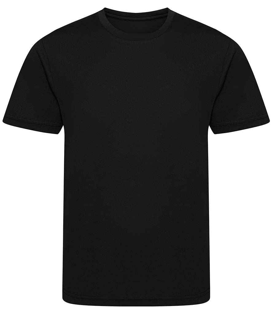 AWDis Kids Cool Recycled T-Shirt in Jet Black by Just Cool — Custom branded clothing by Print Press, featuring premium embroidery produced in our specialist print lab in the UK.