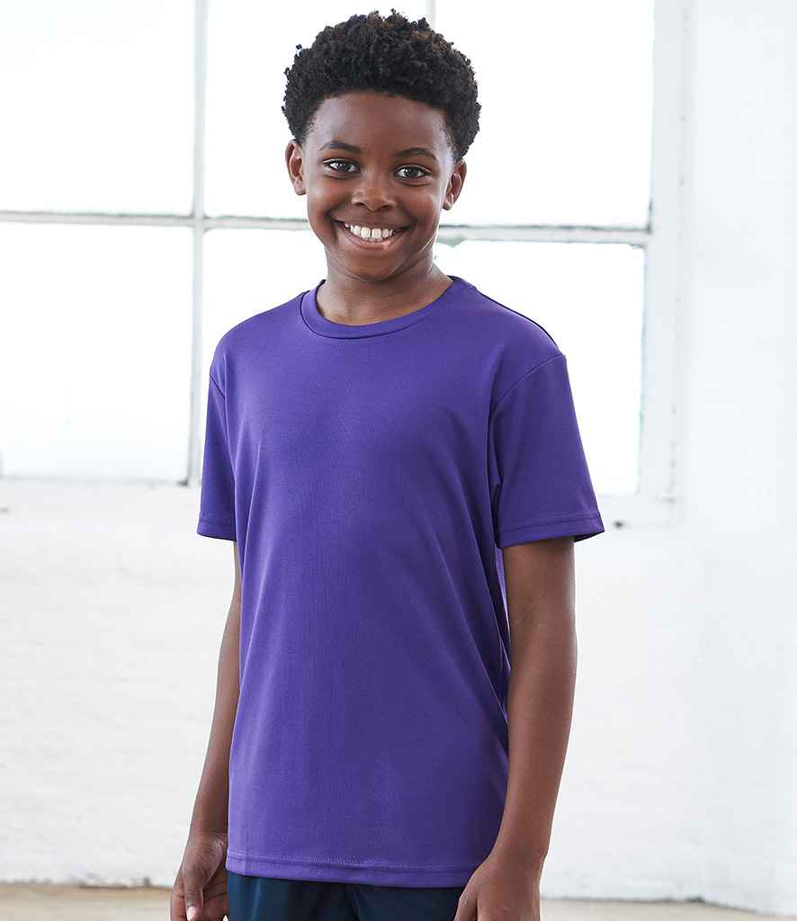 AWDis Kids Cool Recycled T-Shirt in Purple by Just Cool — Custom branded clothing by Print Press, featuring premium embroidery produced in our specialist print lab in the UK.