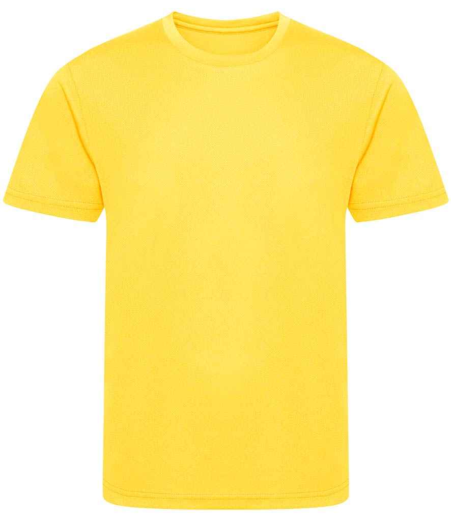 AWDis Kids Cool Recycled T-Shirt in Sun Yellow by Just Cool — Custom branded clothing by Print Press, featuring premium embroidery produced in our specialist print lab in the UK.