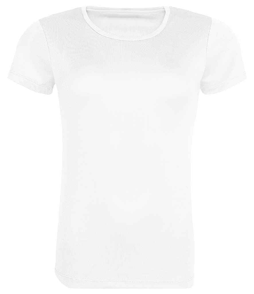 AWDis Ladies Cool Recycled T-Shirt in Arctic White by Just Cool — Custom branded clothing by Print Press, featuring premium embroidery produced in our specialist print lab in the UK.