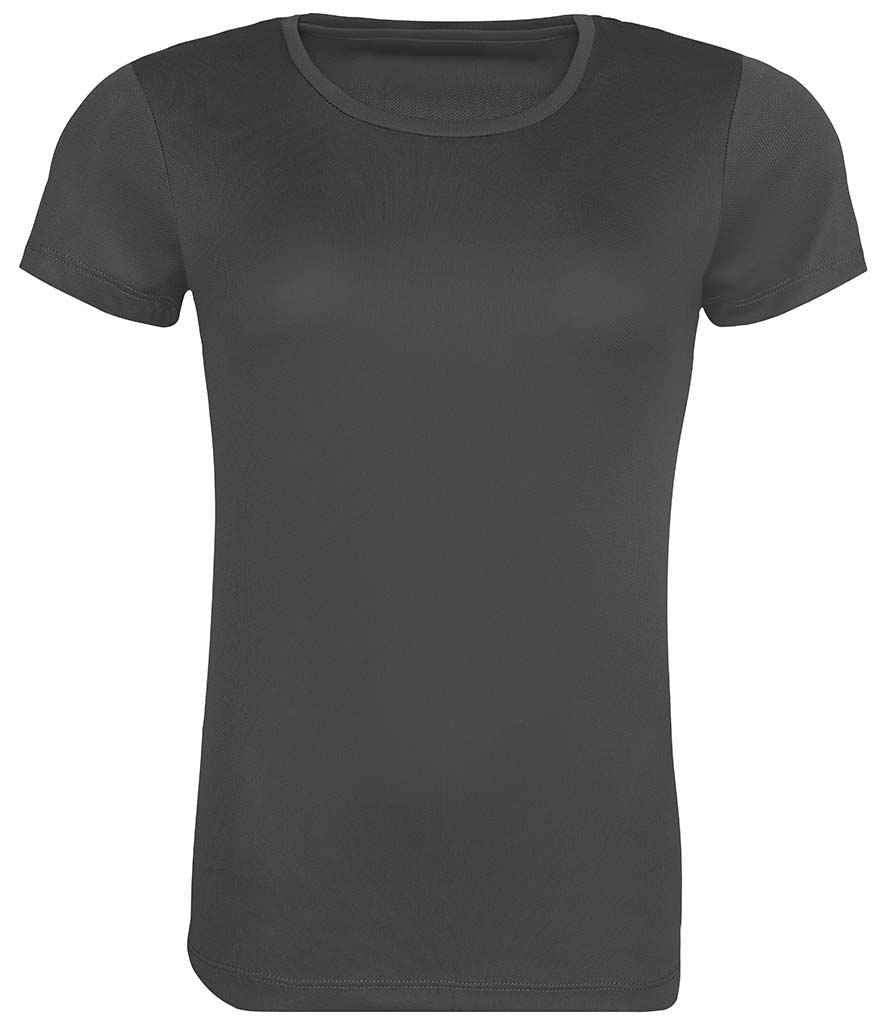 AWDis Ladies Cool Recycled T-Shirt in Charcoal by Just Cool — Custom branded clothing by Print Press, featuring premium embroidery produced in our specialist print lab in the UK.