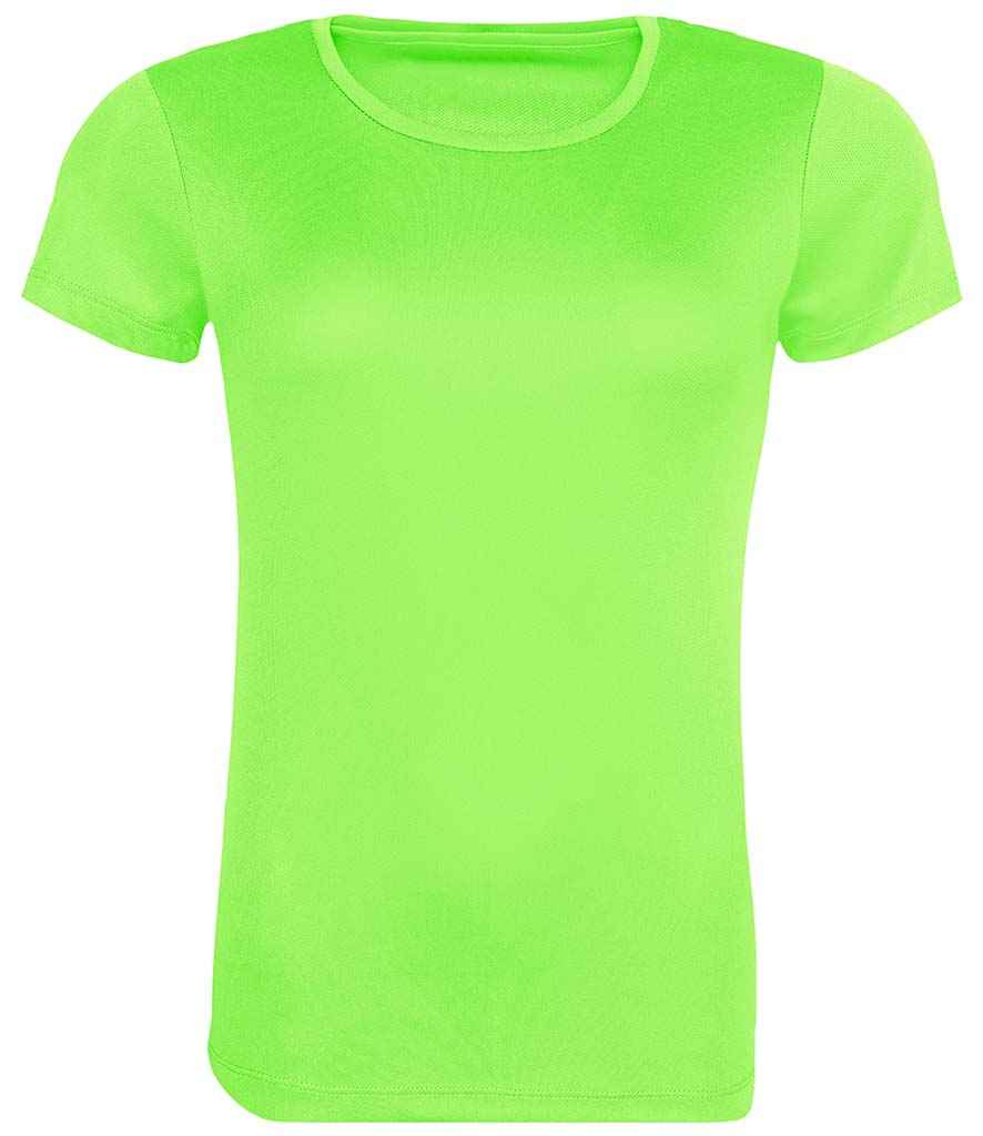 AWDis Ladies Cool Recycled T-Shirt in Electric Green by Just Cool — Custom branded clothing by Print Press, featuring premium embroidery produced in our specialist print lab in the UK.