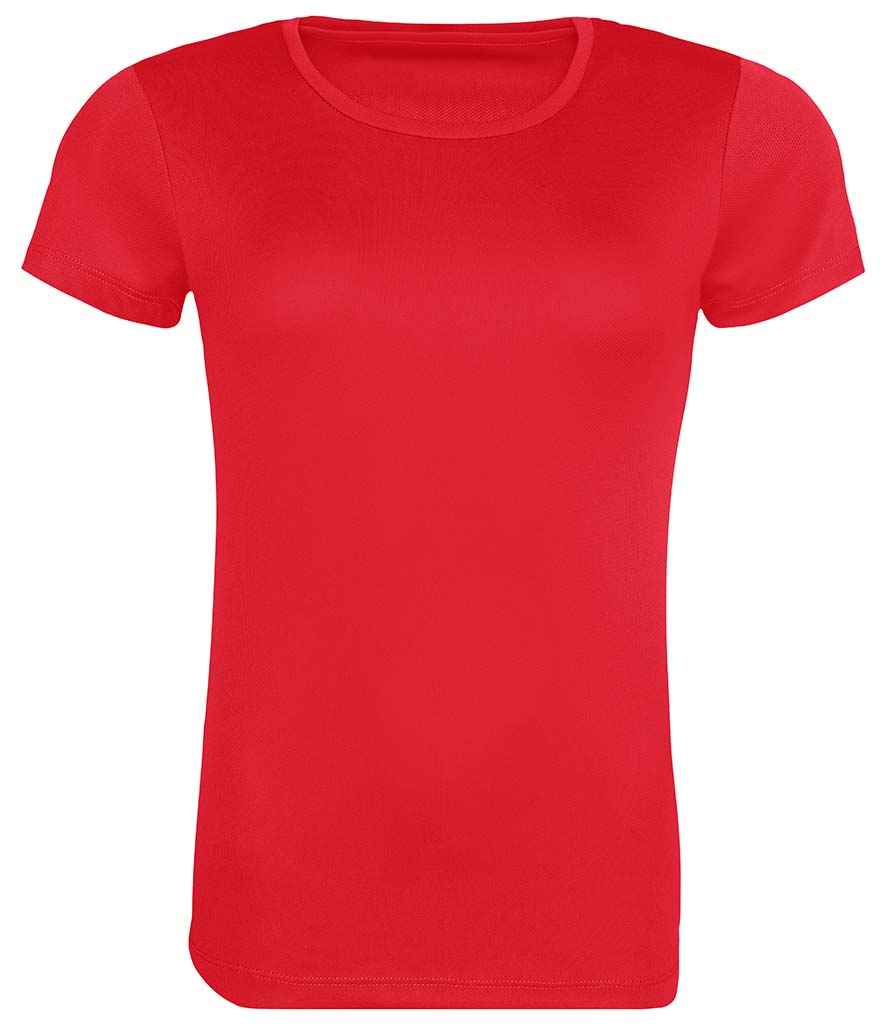 AWDis Ladies Cool Recycled T-Shirt in Fire Red by Just Cool — Custom branded clothing by Print Press, featuring premium embroidery produced in our specialist print lab in the UK.