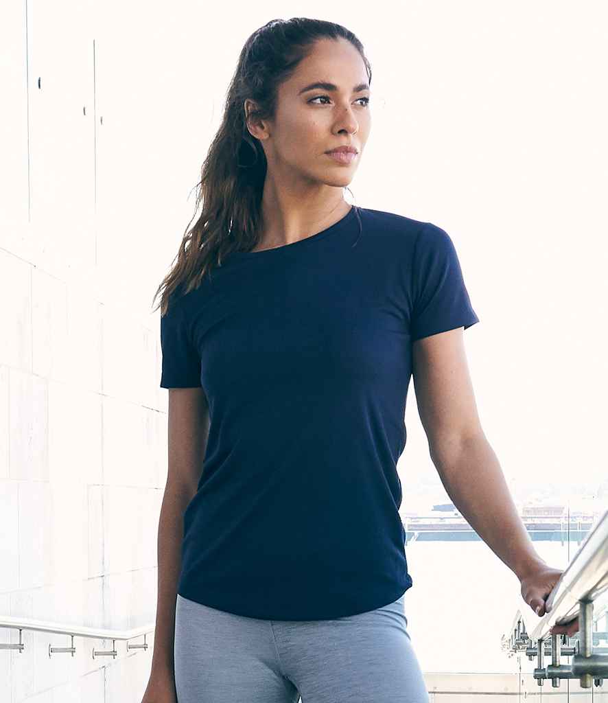 AWDis Ladies Cool Recycled T-Shirt in French Navy by Just Cool — Custom branded clothing by Print Press, featuring premium embroidery produced in our specialist print lab in the UK.