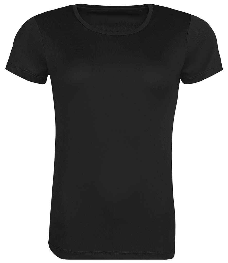 AWDis Ladies Cool Recycled T-Shirt in Jet Black by Just Cool — Custom branded clothing by Print Press, featuring premium embroidery produced in our specialist print lab in the UK.