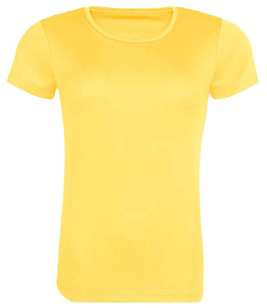 AWDis Ladies Cool Recycled T-Shirt in Sun Yellow by Just Cool — Custom branded clothing by Print Press, featuring premium embroidery produced in our specialist print lab in the UK.