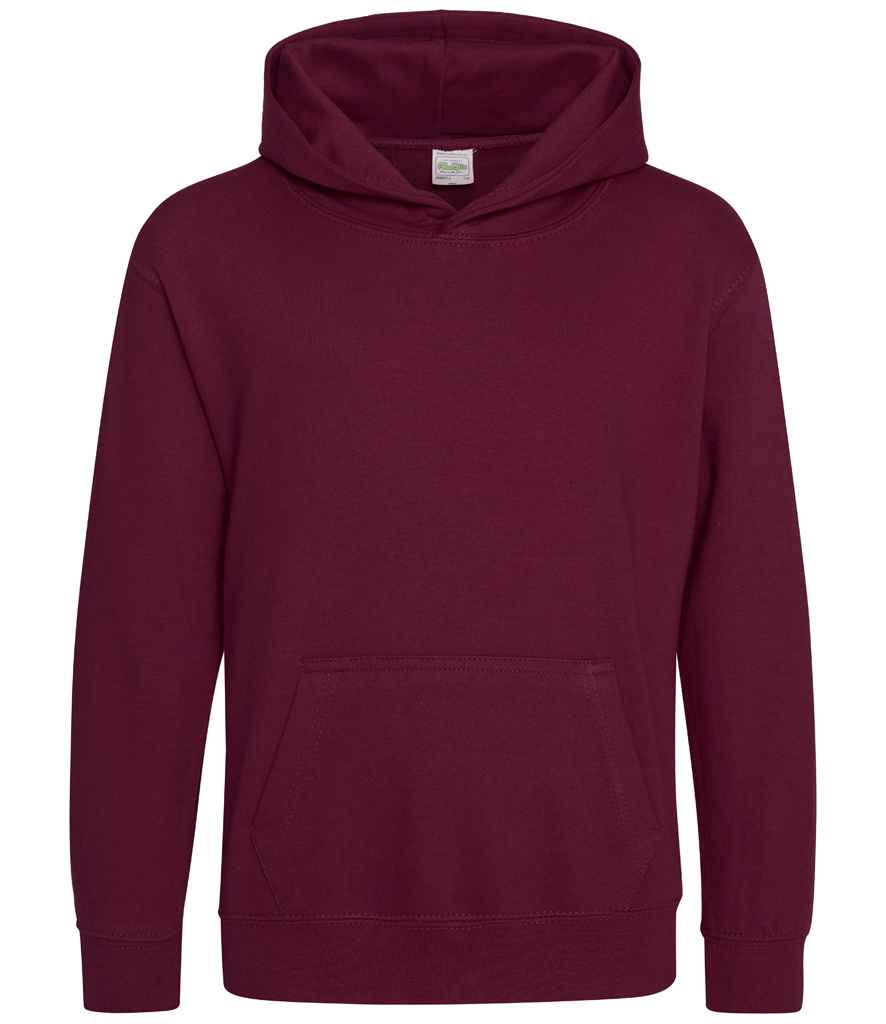 AWDis Kids Hoodie - (2nd Colours) in Burgundy by Just Hoods — Custom branded clothing by Print Press, featuring premium embroidery produced in our specialist print lab in the UK.