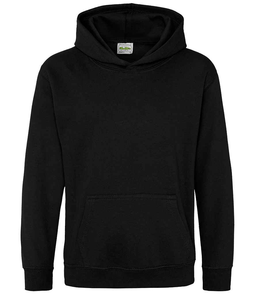 AWDis Kids Hoodie - (2nd Colours) in Deep Black by Just Hoods — Custom branded clothing by Print Press, featuring premium embroidery produced in our specialist print lab in the UK.