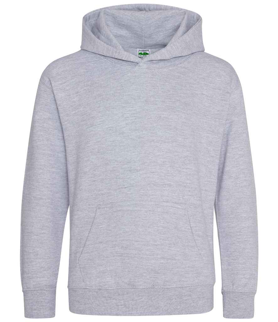 AWDis Kids Hoodie - (2nd Colours) in Heather Grey by Just Hoods — Custom branded clothing by Print Press, featuring premium embroidery produced in our specialist print lab in the UK.